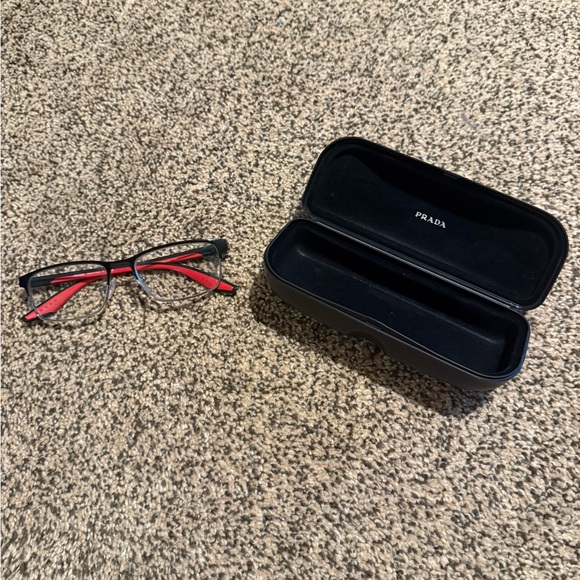 Prada Black and Red Men's Glasses - Picture 1 of 9